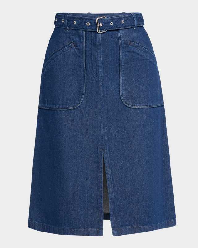 Sheraz Belted Denim Skirt